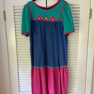 Color Block Vintage Midi Dress (M)